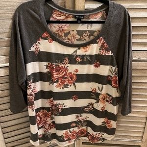 Torrid Floral Raglan 3/5 Sleeve Baseball Tee